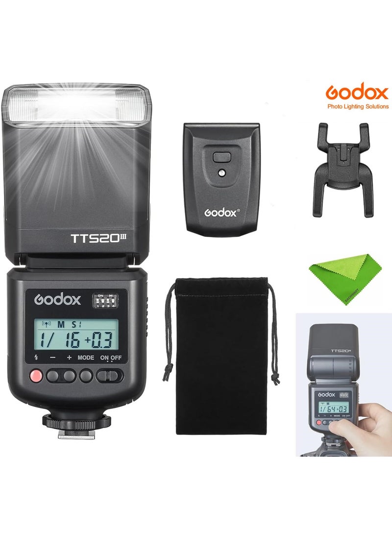 Godox TT520III Camera Flash, 1.8s Recycle Time, 400 Full Power Flash, Built-in Receiver and RT Transmitter for Canon Nikon Panasonic Olympus Pentax and Other DSLR Cameras (NO TTL, TT520II Upgrade) - Image 1