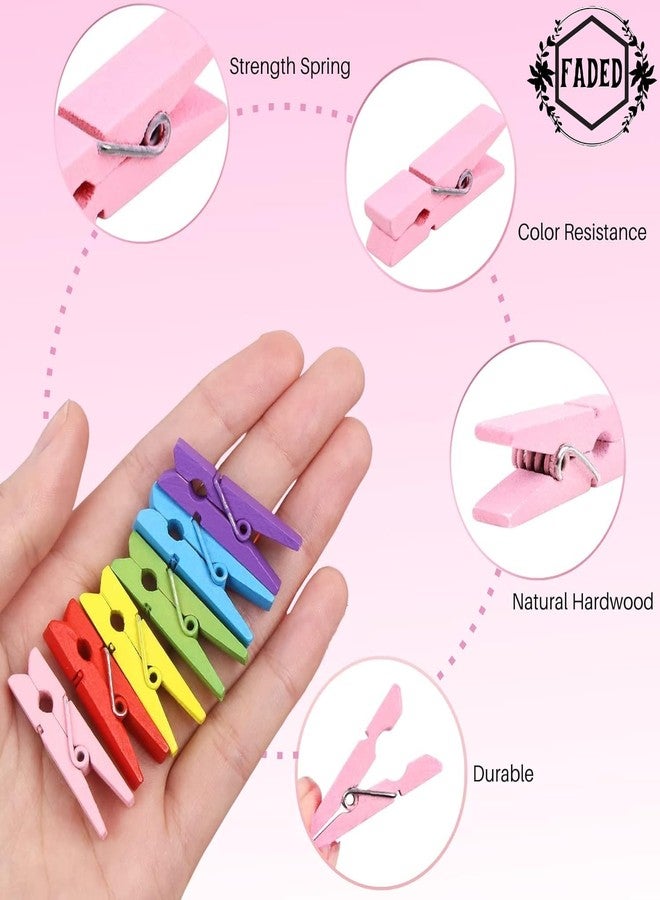 Faded Mini Wooden Clips 1 inch for Wall Hanging Pictures, Wooden Small Picture Clips for Crafts, Pack of 50 (Multicolor) - Image 3