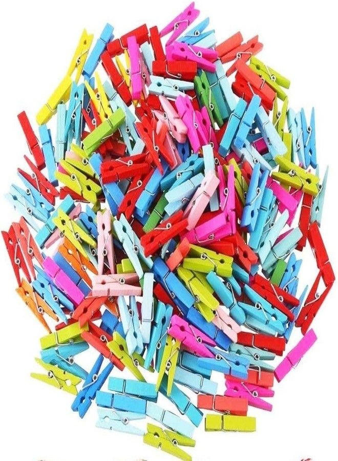 Faded Mini Wooden Clips 1 inch for Wall Hanging Pictures, Wooden Small Picture Clips for Crafts, Pack of 50 (Multicolor) - Image 1