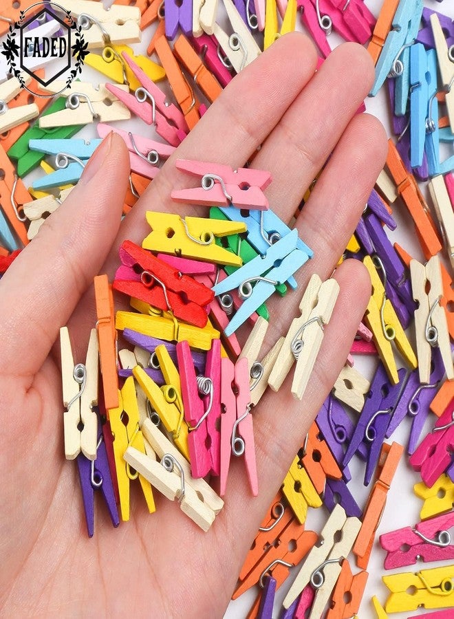 Faded Mini Wooden Clips 1 inch for Wall Hanging Pictures, Wooden Small Picture Clips for Crafts, Pack of 50 (Multicolor) - Image 5