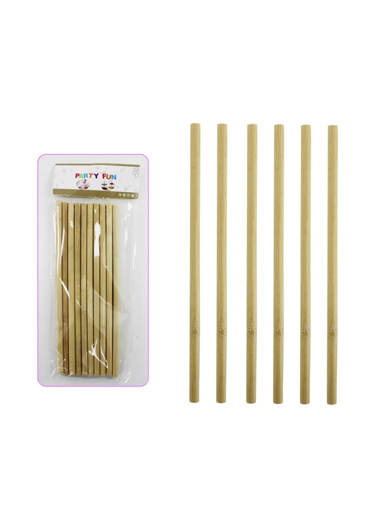 PARTY FUN Natural Bamboo Strow 7mm 10Pcs/Pkt - Image 2
