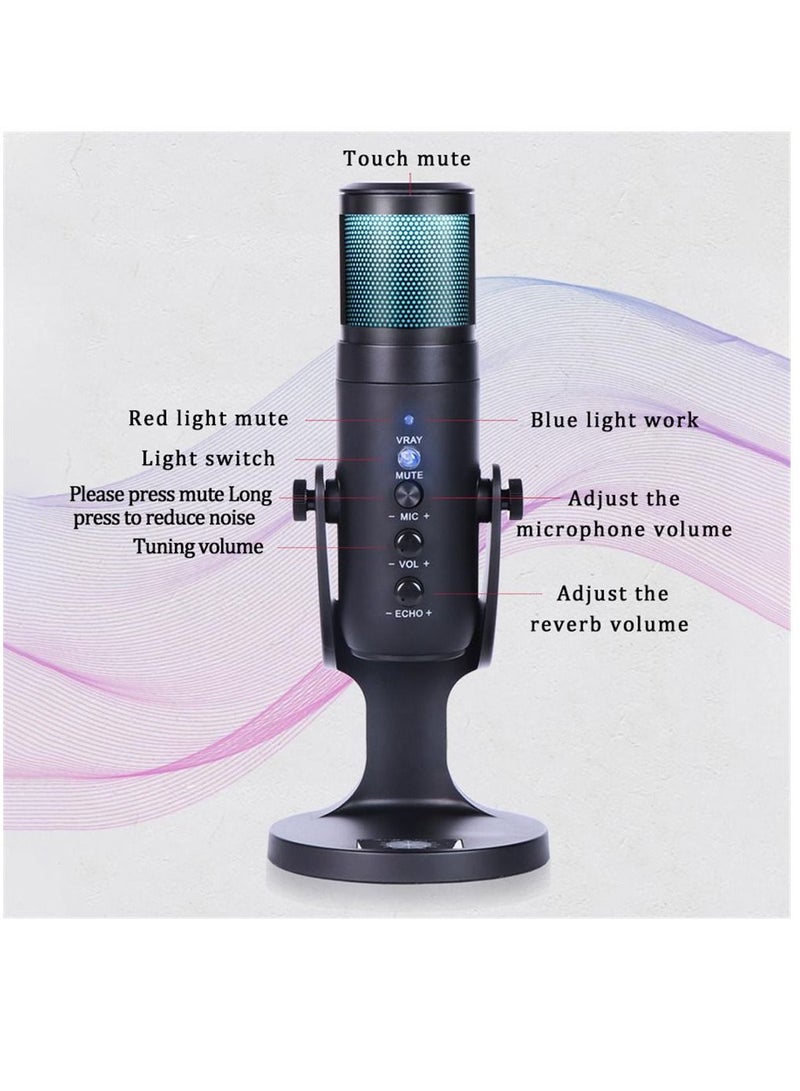 Jmary RGB USB Microphone Professional Condenser For PC Computer Laptop Phone Recording Singing Gaming Streaming - Image 4