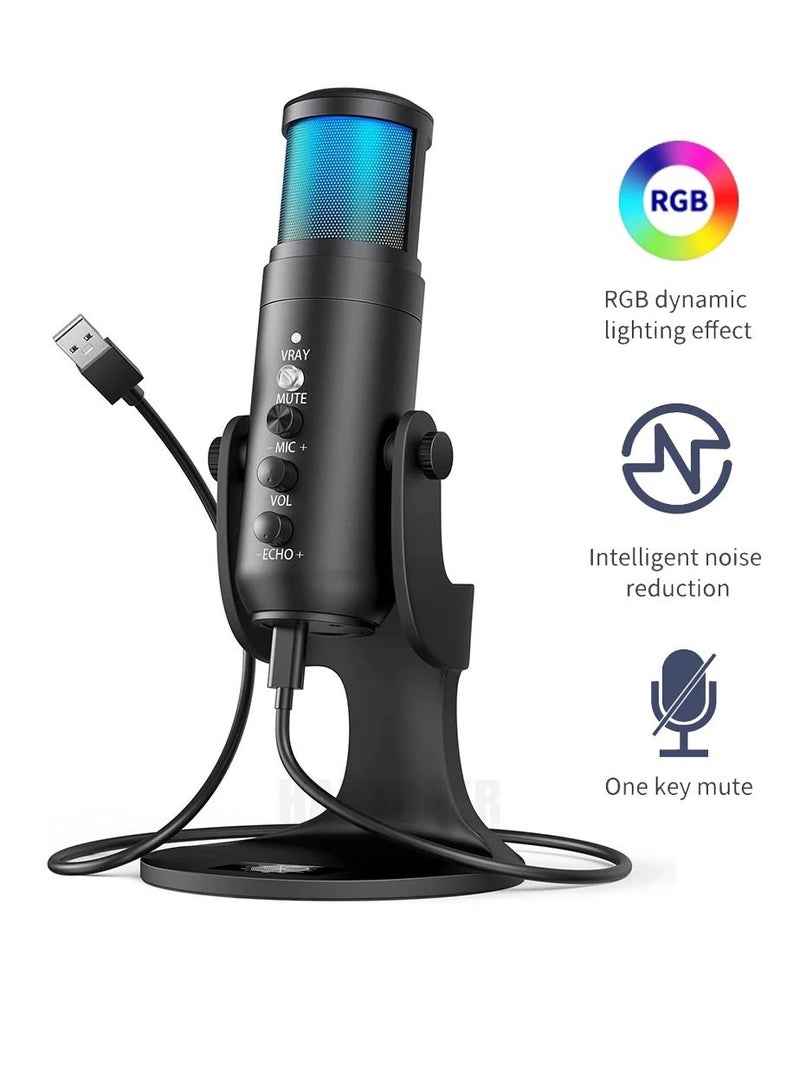 Jmary RGB USB Microphone Professional Condenser For PC Computer Laptop Phone Recording Singing Gaming Streaming - Image 3