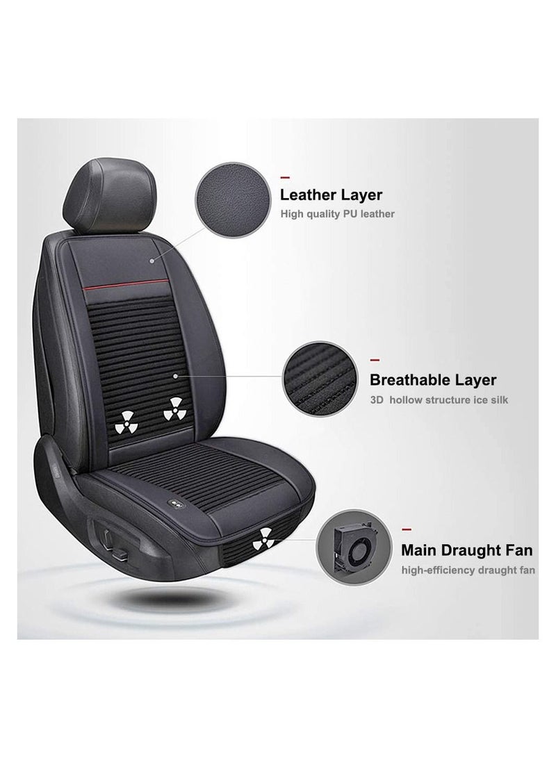 عبوة واحدة من وسادة مقعد السيارة المبردة - غطاء مقعد السيارة القابل للتنفس بجهد 12 فولت مع نظام تكييف الهواء للقيادة الصيفية ، و 3 مستويات تبريد (أسود) - Image 2