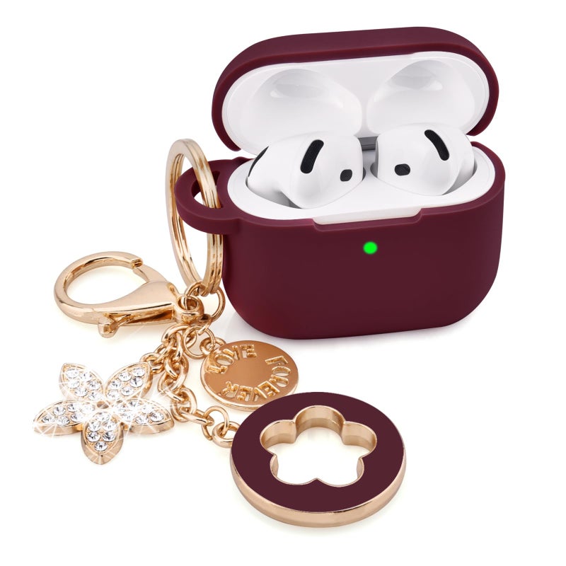 VISOOM Case Compatible With Apple Airpods 4 - VISOOM Airpods 4 Cases 2024 Cover Women Anti-Drop Silicone iPods 4 Earbuds Wireless Accessorie Charging Cases Girl Bling Keychain for Airpod Ipods 4th Generation - Image 1
