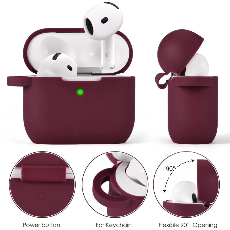 VISOOM Case Compatible With Apple Airpods 4 - VISOOM Airpods 4 Cases 2024 Cover Women Anti-Drop Silicone iPods 4 Earbuds Wireless Accessorie Charging Cases Girl Bling Keychain for Airpod Ipods 4th Generation - Image 3