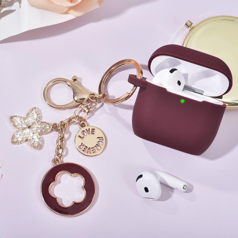 VISOOM Case Compatible With Apple Airpods 4 - VISOOM Airpods 4 Cases 2024 Cover Women Anti-Drop Silicone iPods 4 Earbuds Wireless Accessorie Charging Cases Girl Bling Keychain for Airpod Ipods 4th Generation - Image 5