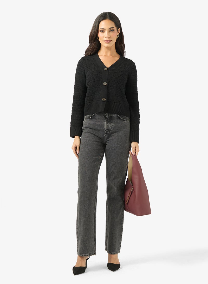 فيرو مودا كارديجان محبوك بياقة على شكل حرف  من فيمكالا - Image 4