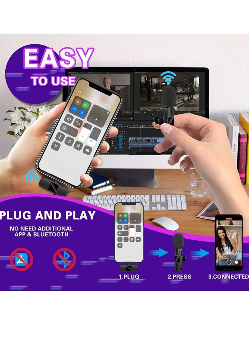 Wireless Lavalier Microphone , mobile phone Microphone, Plug & Play No APP Needed, Mini lapel Wireless Microphone , - Image 2