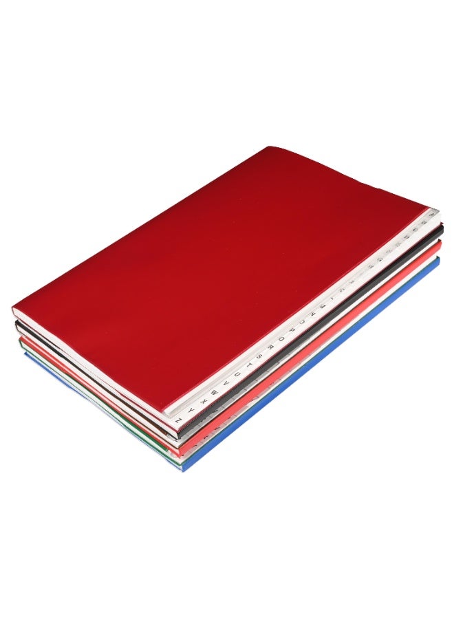 FIS Notebook, PVC Materials, Size Foolscap (210x330mm), 2 Quire, 96 Sheets, Single Line Ruling with English Alphabet Index, Packet of 6 Pieces, Assorted Color-FSNBFS2QIEPVC - Image 2