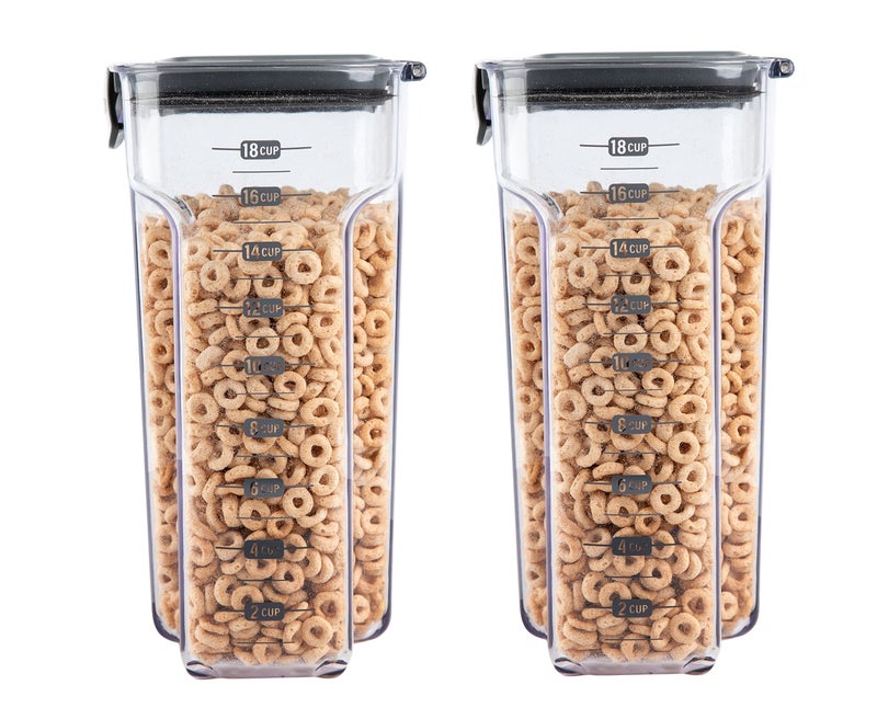 Progressive International ProKeeper Clear Plastic Airtight Food Bakers Kitchen Storage Organization Container Canister Set with Magnetic Accessories 2 Piece Set Cereal 45Quart