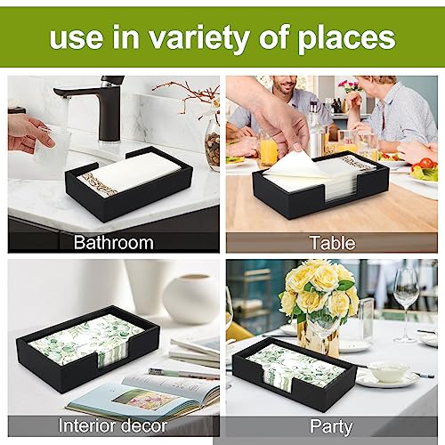 Renawe Black Wooden Napkin Holder Guest Towels Holder Flat Bathroom Napkins Holder Disposable Hand Towel Tray Cocktail Napkin Holder for Table Kitchen Counter Modern Paper Towel Holder Basket Accessories - Image 4