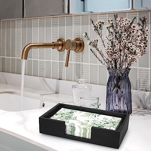 Renawe Black Wooden Napkin Holder Guest Towels Holder Flat Bathroom Napkins Holder Disposable Hand Towel Tray Cocktail Napkin Holder for Table Kitchen Counter Modern Paper Towel Holder Basket Accessories - Image 2