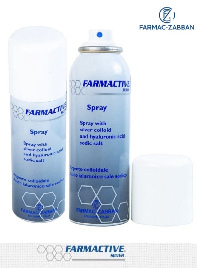 فارماك زبان بخاخ فارماكتيف الإيطالي الأصلي دواء الفضة الغروية للقدم السكرى و الحروق وقرح الفراش والجروح ما بعد العمليات 125 مل - Image 1