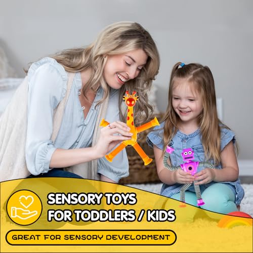 CHESLICR Christmas Stocking Stuffers Gift Robot Sensory Travel Toys 4Pcs for Toddlers Kid Boy Year Old Ages 3 4 5 6 7 8 9, Airplane Autism Pop Tube Suction Fidget Toys Autistic Easter Basket Valentine or Kids - Image 5