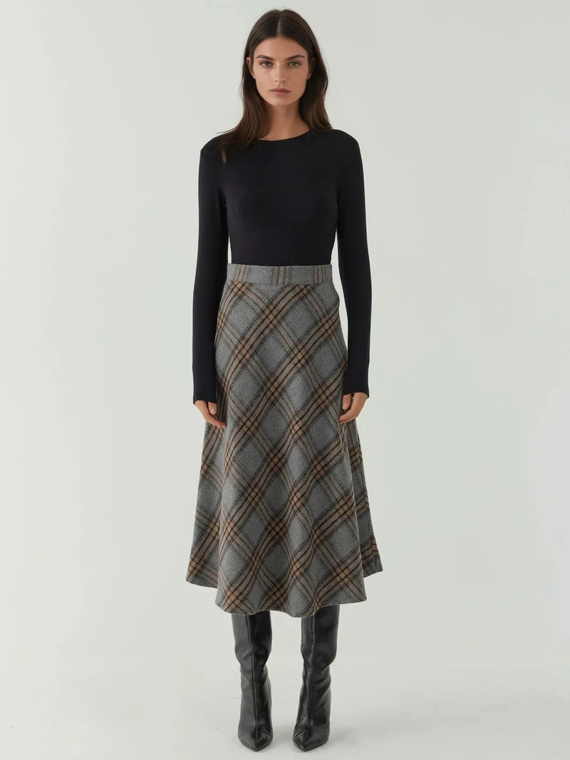 HICCUP Maxi A-Line Skirt with Zipper Closure