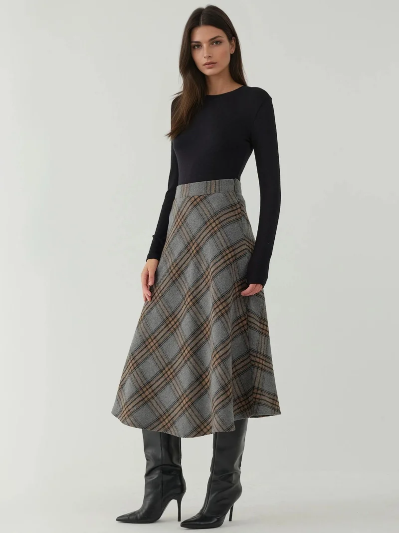 HICCUP Maxi A-Line Skirt with Zipper Closure