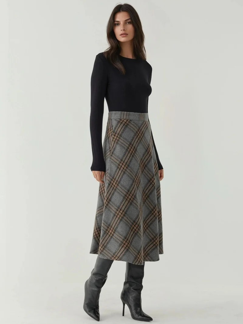 HICCUP Maxi A-Line Skirt with Zipper Closure