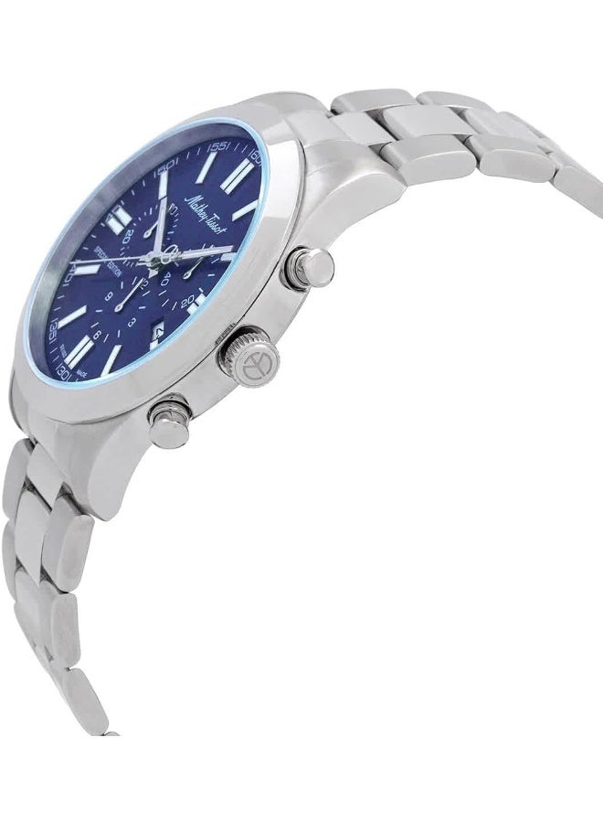 Mathey-Tissot ساعة ماتيه-تيسو ماثي I جامبو كرونو كرونوغراف كوارتز بقرص أزرق للرجال H455CHABU - Image 2
