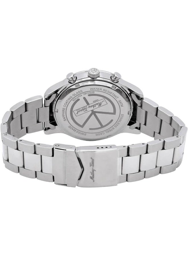 Mathey-Tissot ساعة ماتيه-تيسو ماثي I جامبو كرونو كرونوغراف كوارتز بقرص أزرق للرجال H455CHABU - Image 3