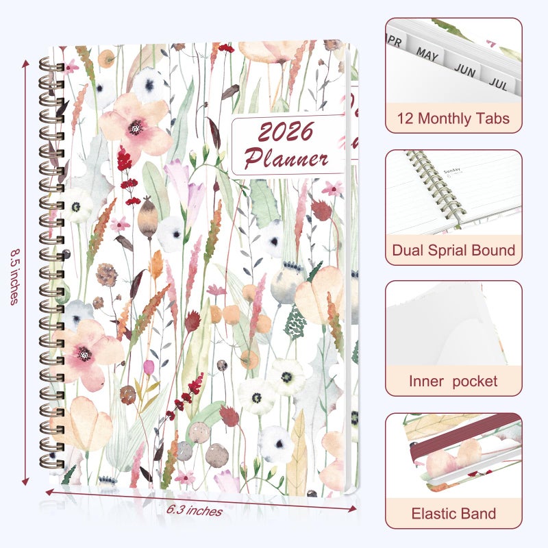 VALOME 2026 Planner, Weekly and Monthly Calendar Agenda Book, Jan 2026 - Dec 2026, Hardcover Planning Academic Planner for Office School Supplies and Desk Accessories - A5 (6.3'' x 8.5'') - Image 2