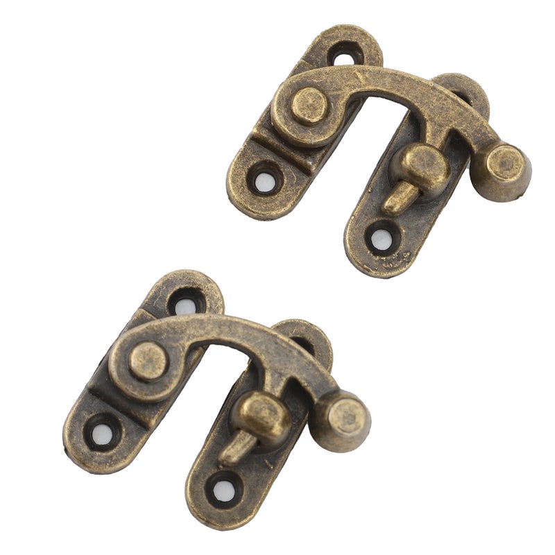 6 Set Swing Arm Clasp Latch Bronze Mini Vintage Antique Lock Clasp Left Right Hook Hasp Horn Metal Catch Curved Buckle - Image 3
