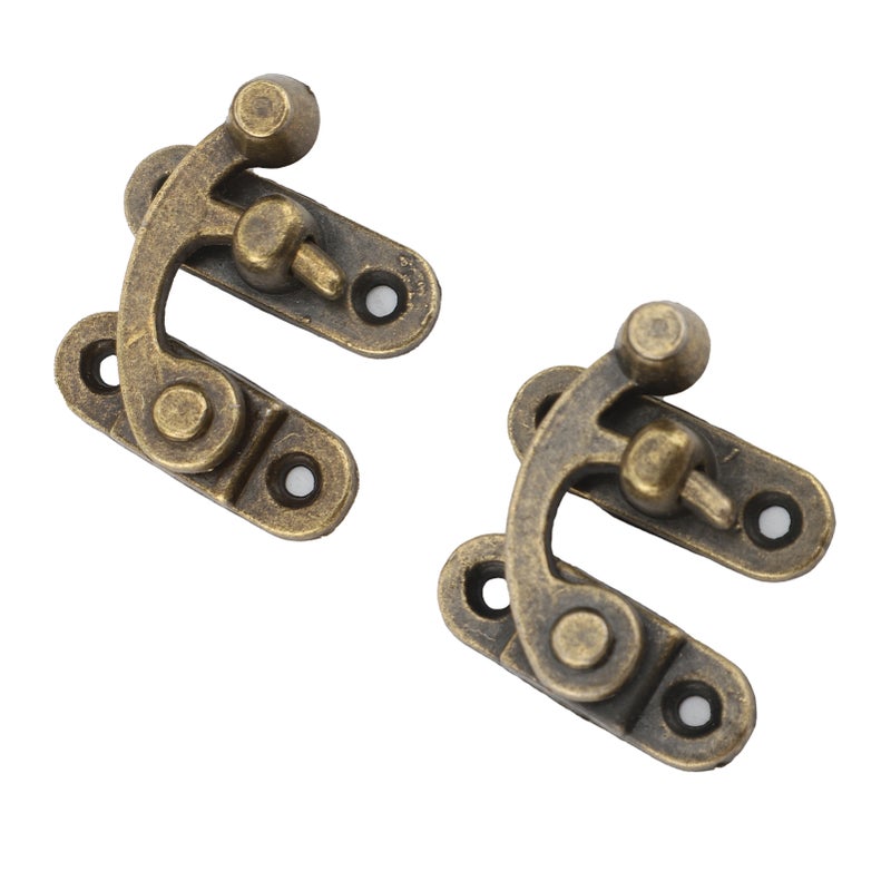 6 Set Swing Arm Clasp Latch Bronze Mini Vintage Antique Lock Clasp Left Right Hook Hasp Horn Metal Catch Curved Buckle - Image 2