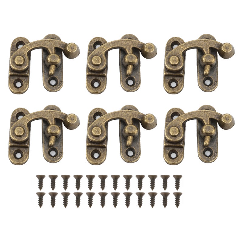6 Set Swing Arm Clasp Latch Bronze Mini Vintage Antique Lock Clasp Left Right Hook Hasp Horn Metal Catch Curved Buckle - Image 1