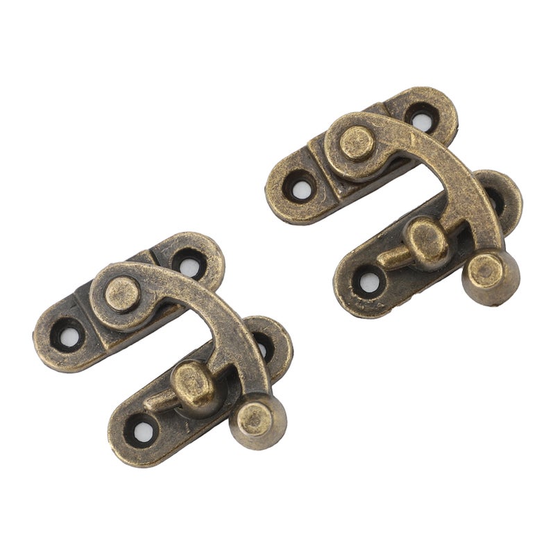 6 Set Swing Arm Clasp Latch Bronze Mini Vintage Antique Lock Clasp Left Right Hook Hasp Horn Metal Catch Curved Buckle - Image 5