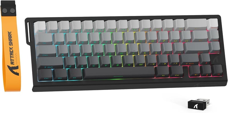 MAMBASNAKE لوحة مفاتيح ألعاب لاسلكية MAMBASNAKE X Attack Shark X68PRO HE 8KHz Rapid Trigger، BT/2.4G/كابل، مفتاح مغناطيسي بدقة 0.01 مم RT، تشغيل قابل للتعديل، 5000 مللي أمبير، RGB، تدرج أسود للكمبيوتر الشخصي/ماك - Image 1