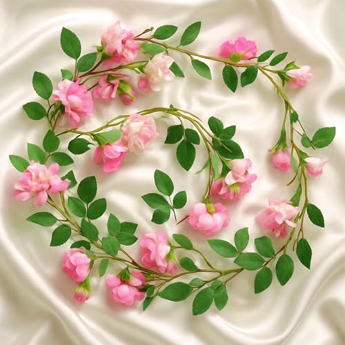 SpecialYou.in Special You Artificial Pink Rose Vines for Wedding Decoration 5ft Rose Vine Garland Outdoor Wall Decoration, Hanging Plants for Balcony, Aesthetic Home Decor, Artificial Garland for Decorations - Image 1