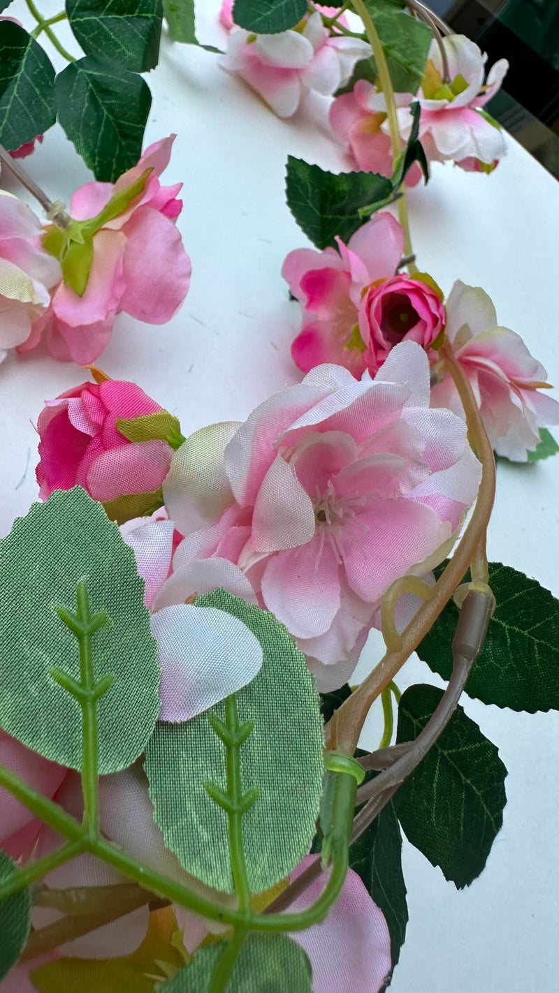 SpecialYou.in Special You Artificial Pink Rose Vines for Wedding Decoration 5ft Rose Vine Garland Outdoor Wall Decoration, Hanging Plants for Balcony, Aesthetic Home Decor, Artificial Garland for Decorations - Image 5