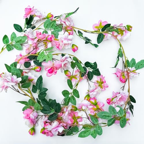 SpecialYou.in Special You Artificial Pink Rose Vines for Wedding Decoration 5ft Rose Vine Garland Outdoor Wall Decoration, Hanging Plants for Balcony, Aesthetic Home Decor, Artificial Garland for Decorations - Image 4