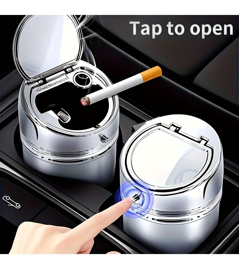 Stainless Steel Car Ashtray With One Click Pop Up Lid And Built In Mouthpiece 1pc Fire Extinguisher Smoking Ashtray For Home Office Vehicle Use - Image 2