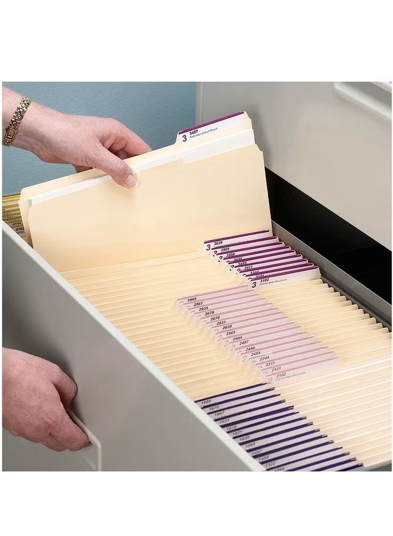 PINKSAMA 1/3-Cut Tab Assorted Positions File Folders Letter Size Manila Pack of 100 - Image 2