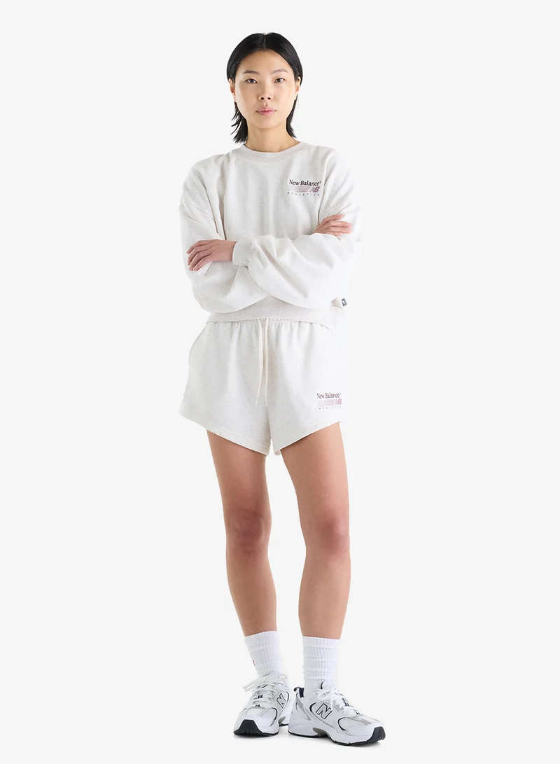 New Balance LINEN HEATHER (LIT) Trackside French Terry Shorts for Women | Best Price UAE