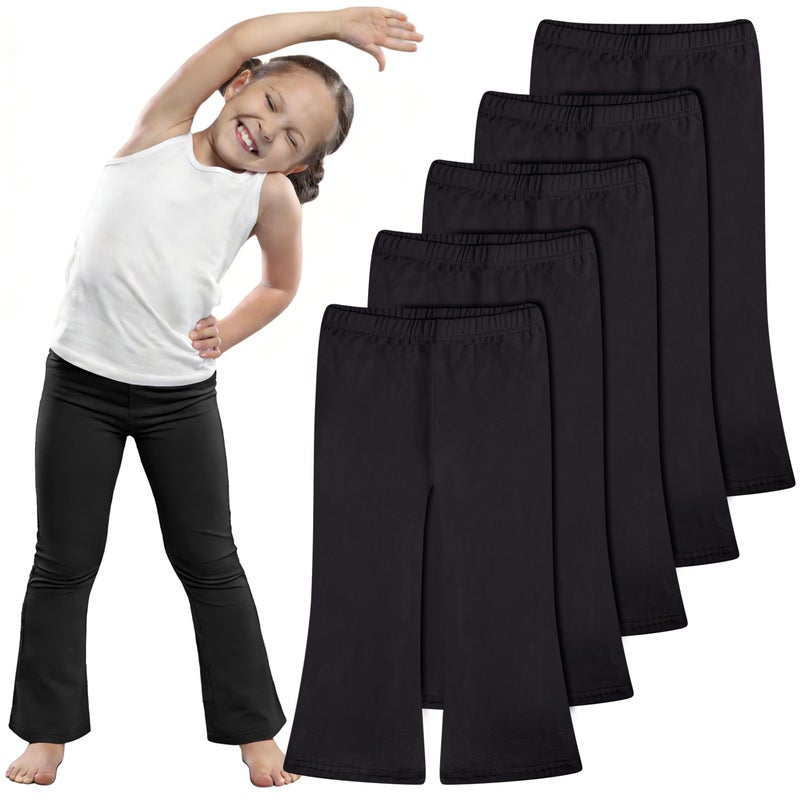 FEQO 5 Pack Toddler Girl Flare Pants Baby Girl Cotton Leggings Bell Bottoms Black, 3T - Image 1