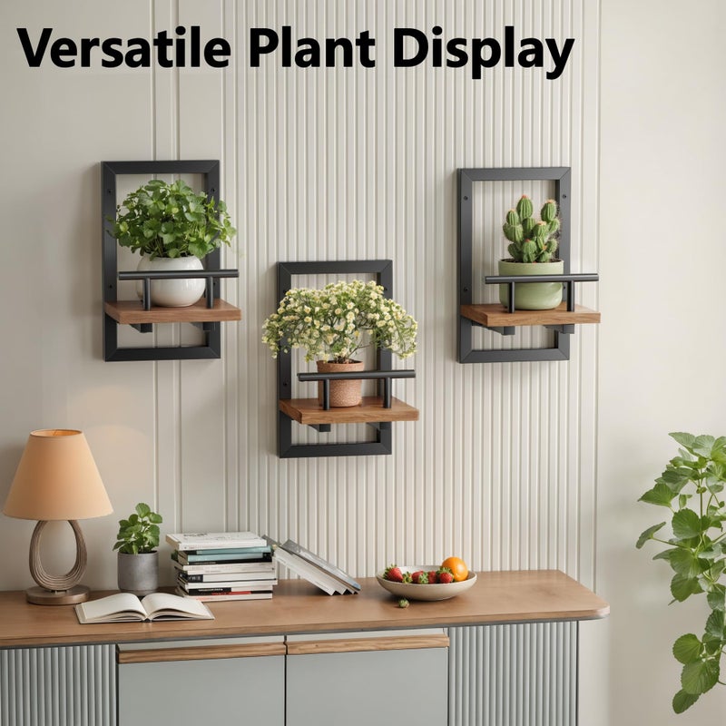 Sbosbo bosbo Floating Shelves for Wall, Plant Shelf Indoor, Wall Planters for Indoor Floating Plant Shelves for Bedroom, Living Room, Kitchen, Office, Bathroom Decor (3 Pack) - Image 4