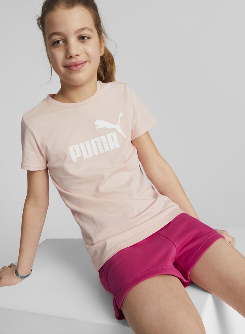 PUMA Logo Printed Kids Girls T-Shirt and Shorts Set  - Image 1