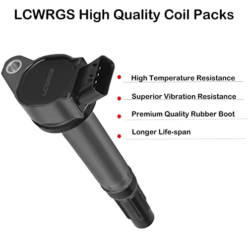 LCWRGS مجموعة من 6 حزم لفائف الإشعال لسيارات تويوتا سيينا أفالون كامري هايلاندر راف4 فينزا لكزس RX350 IS350 ES350 2007 2008 2009 2010 2011 2012 2013 2014 2015 OE# 90919-A2007, UF487 - Image 2