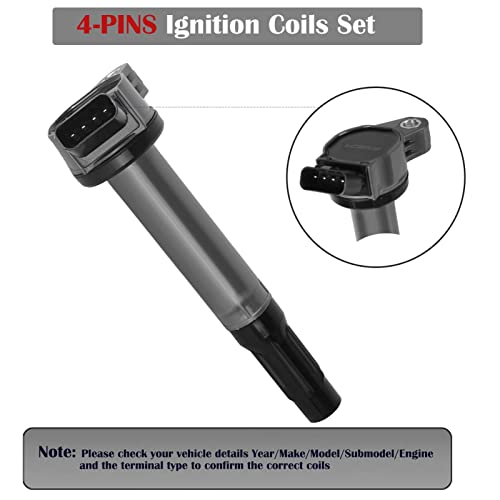 LCWRGS مجموعة من 6 حزم لفائف الإشعال لسيارات تويوتا سيينا أفالون كامري هايلاندر راف4 فينزا لكزس RX350 IS350 ES350 2007 2008 2009 2010 2011 2012 2013 2014 2015 OE# 90919-A2007, UF487 - Image 3