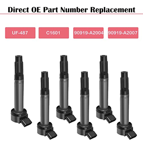 LCWRGS مجموعة من 6 حزم لفائف الإشعال لسيارات تويوتا سيينا أفالون كامري هايلاندر راف4 فينزا لكزس RX350 IS350 ES350 2007 2008 2009 2010 2011 2012 2013 2014 2015 OE# 90919-A2007, UF487 - Image 5