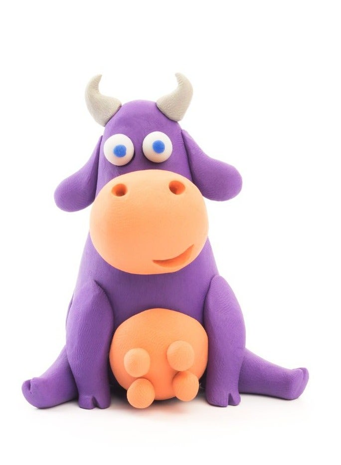 HEY CLAY DIY Animals: Cow, Doggie, Sheep Plastic Creative Modelling Air-Dry Clay For Kids 6 Cans  - Image 5