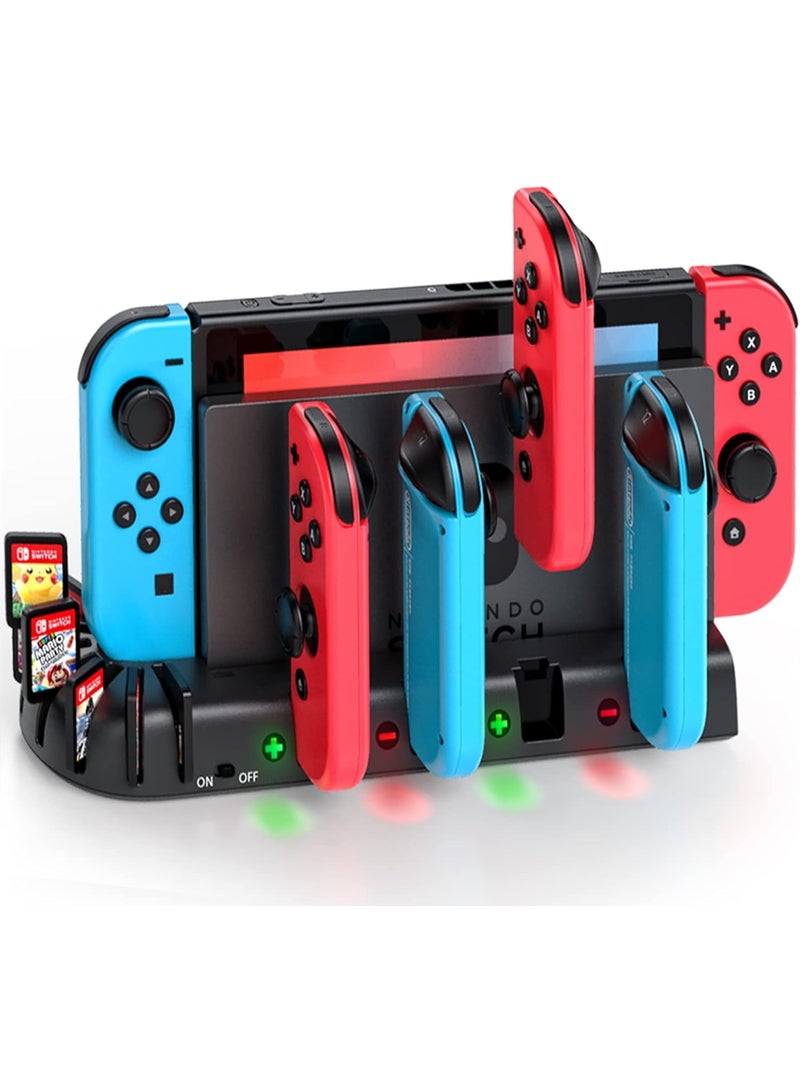 كي دي دي قاعدة شحن جوي كون سويتش متوافقة مع ملحقات نينتندو سويتش وجويكونز طراز OLED، قاعدة شحن وحدة تحكم جوي كون من كي دي دي مع 8 وحدات تخزين ألعاب مطورة، ملحقات جيمنج - Image 1