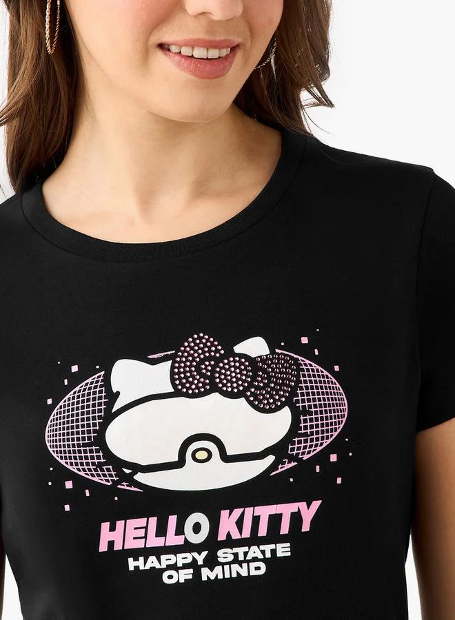 SP Characters  Regular Fit Cotton T-shirt with Hello Kitty Print for Women | Best Price UAE