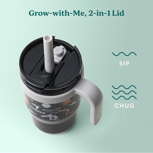 REDUCE 14 Oz Coldee Kids Tumbler with Lid and Straw - Coldee Insulated Travel Mug - Spill-Proof, Sweatproof Stainless Steel, BPA-Free - Includes Handle, Reusable Silicone Straw - Galaxy - Image 5