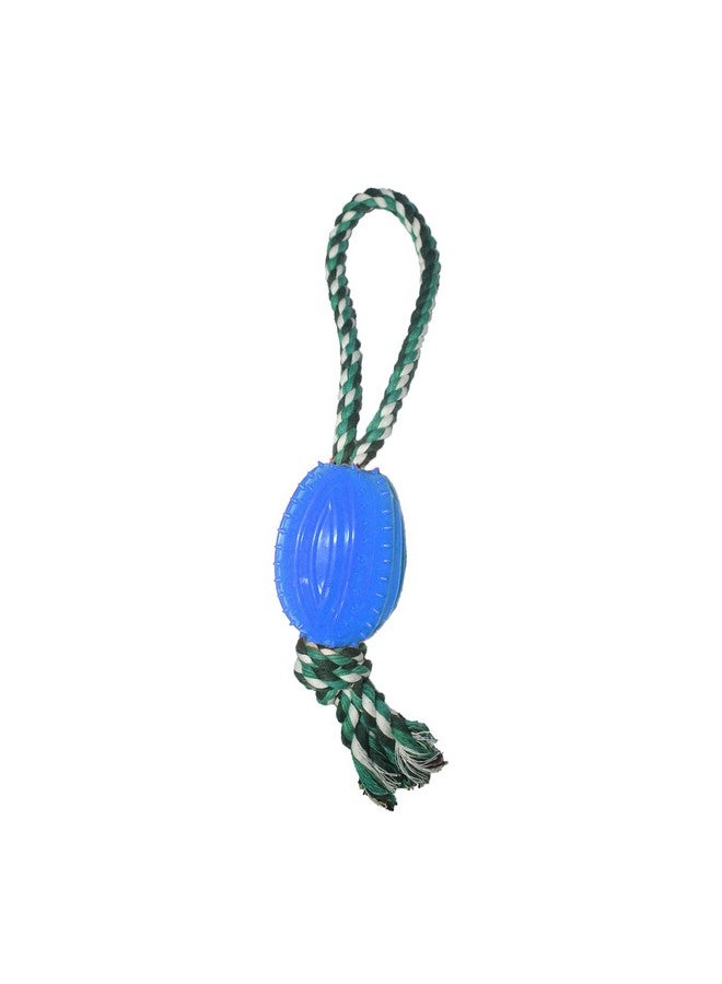 Dog Tpr Rubber Rugby Spike Ball Rope Toy For Puppy And Small Breed-Dog Interactive Ball For Training,Exercise And Reward Tool-Dog Toy For Fetch,Catch,Tough Rope Toy,Throw And Tug War(Blue)