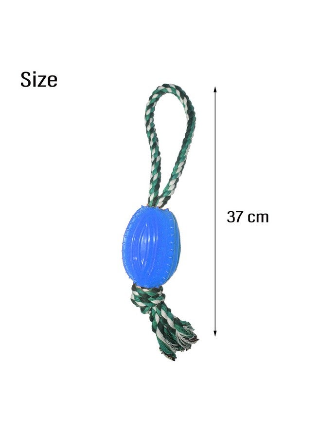 Dog Tpr Rubber Rugby Spike Ball Rope Toy For Puppy And Small Breed-Dog Interactive Ball For Training,Exercise And Reward Tool-Dog Toy For Fetch,Catch,Tough Rope Toy,Throw And Tug War(Blue)