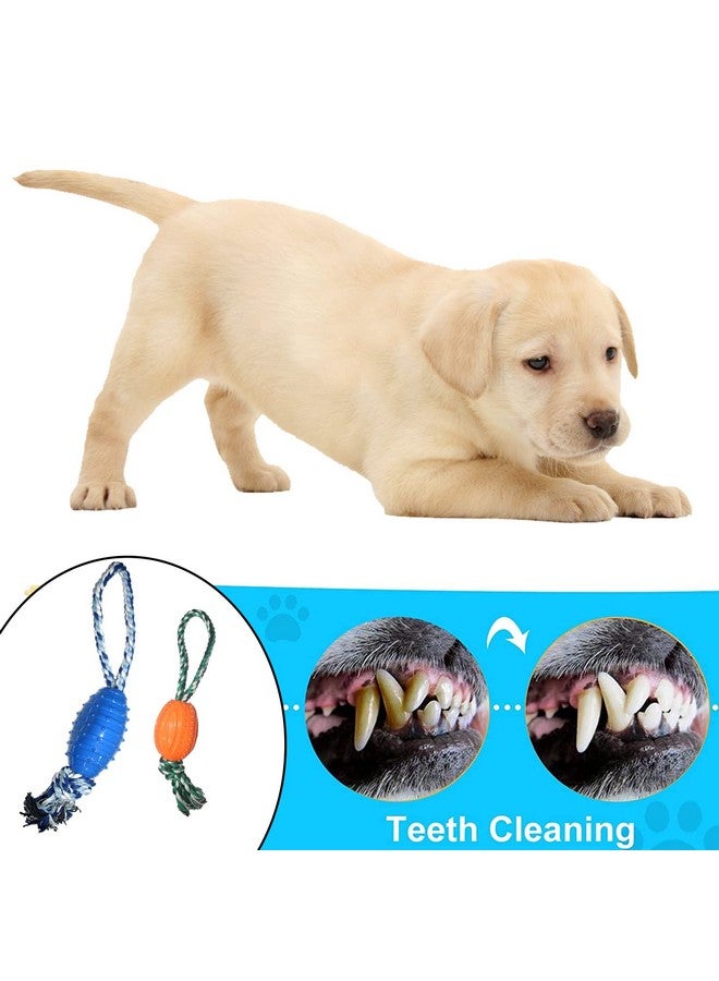 Dog Tpr Rubber Rugby Spike Ball Rope Toy For Puppy And Small Breed-Dog Interactive Ball For Training,Exercise And Reward Tool-Dog Toy For Fetch,Catch,Tough Rope Toy,Throw And Tug War(Blue)
