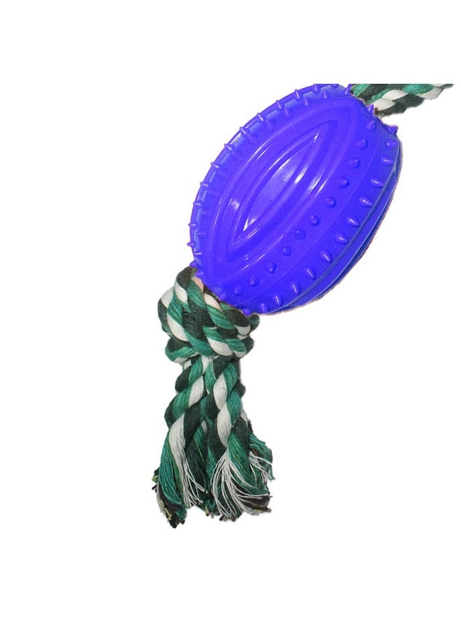 Dog Tpr Rubber Rugby Spike Ball Rope Toy For Puppy And Small Breed-Dog Interactive Ball For Training,Exercise And Reward Tool-Dog Toy For Fetch,Catch,Tough Rope Toy,Throw And Tug War(Blue)